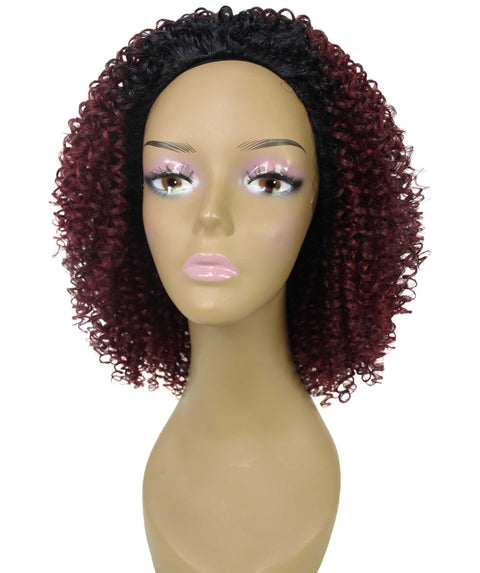 Alexandra Deep Pink to Black Blend Curly Layered Half Wig