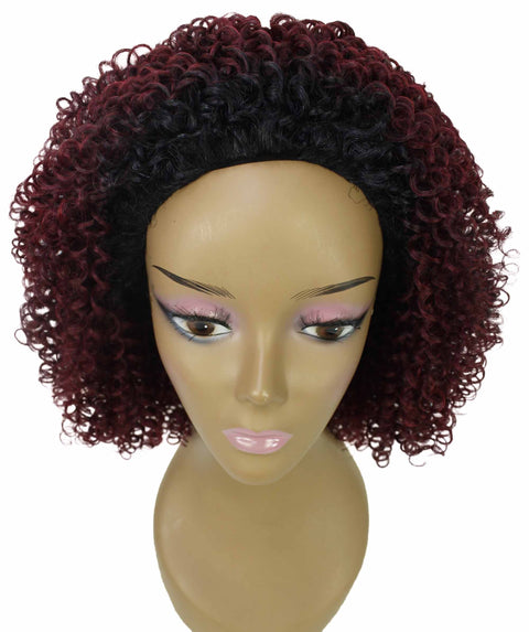 Alexandra Deep Pink to Black Blend Curly Layered Half Wig