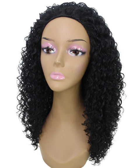 Isadora Black Flowing Curl Half Wig