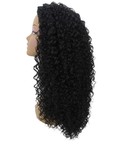 Isadora Black Flowing Curl Half Wig