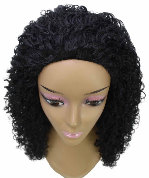 Isadora Black Flowing Curl Half Wig