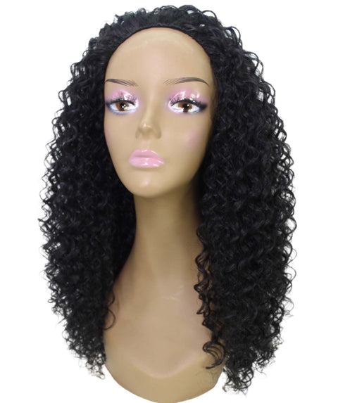 Isadora Natural Black Flowing Curl Half Wig