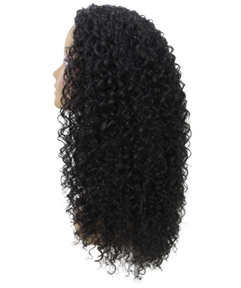 Isadora Natural Black Flowing Curl Half Wig