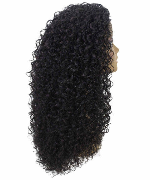 Isadora Natural Black Flowing Curl Half Wig