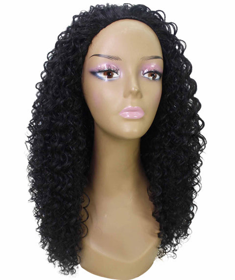 Isadora Natural Black Flowing Curl Half Wig