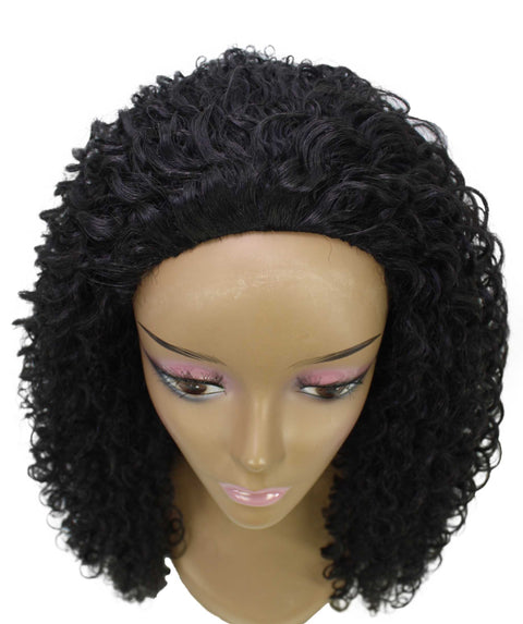 Isadora Natural Black Flowing Curl Half Wig