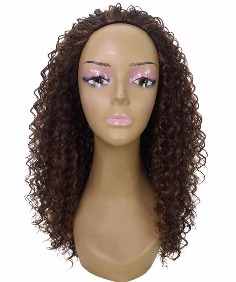 Isadora Brown with Caramel Flowing Curl Half Wig