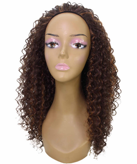 Isadora Brown with Caramel Flowing Curl Half Wig