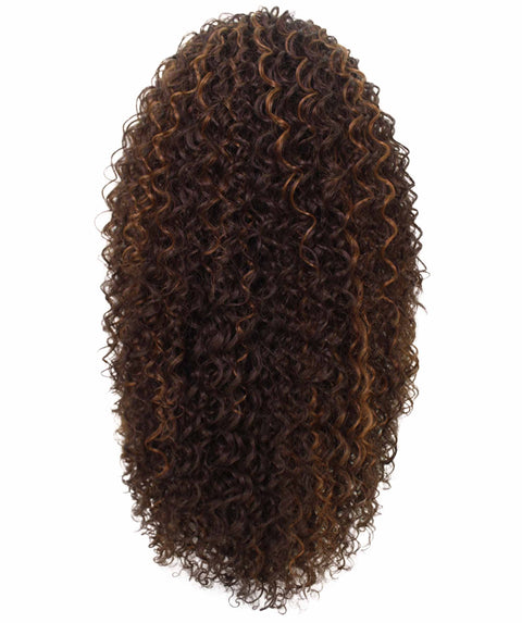 Isadora Brown with Caramel Flowing Curl Half Wig