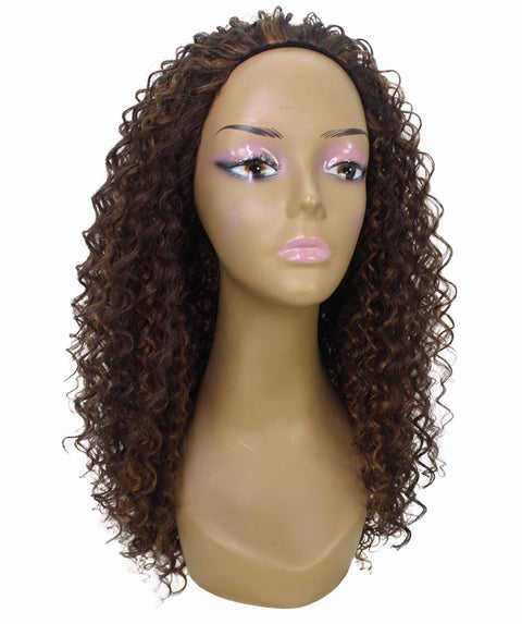 Isadora Brown with Caramel Flowing Curl Half Wig