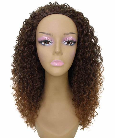 Isadora Dark Auburn Brown Blend Flowing Curl Half Wig