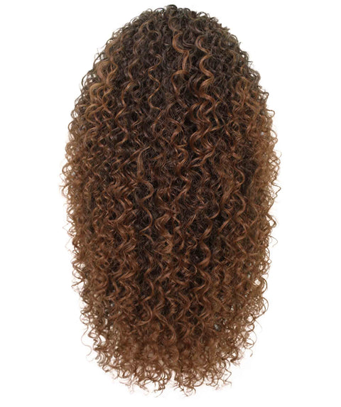 Isadora Dark Auburn Brown Blend Flowing Curl Half Wig