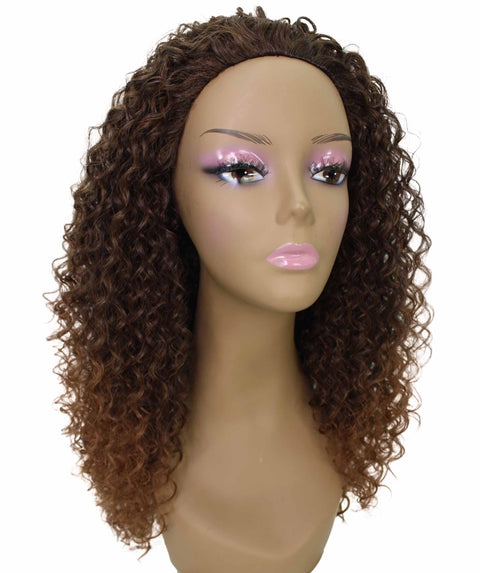 Isadora Dark Auburn Brown Blend Flowing Curl Half Wig