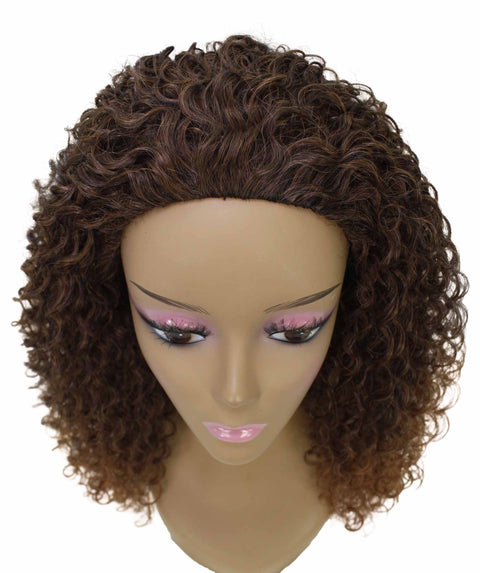Isadora Dark Auburn Brown Blend Flowing Curl Half Wig