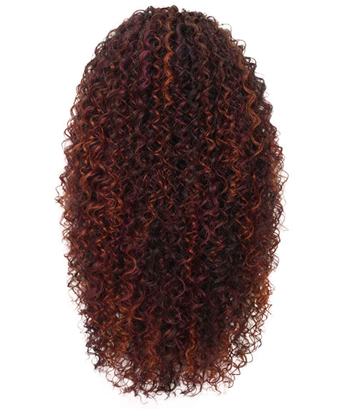Isadora Deep Red with Black Blend Flowing Curl Half Wig