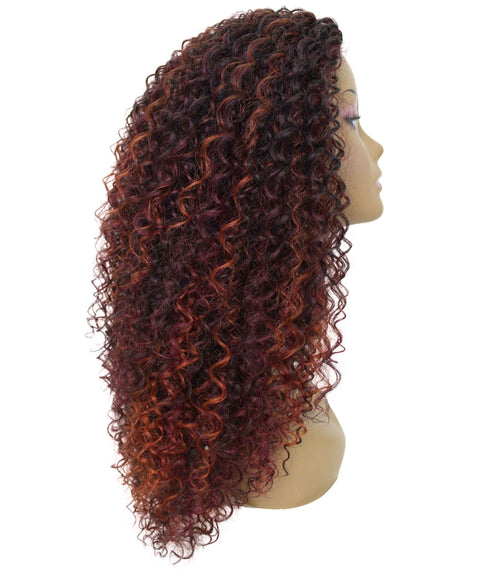 Isadora Deep Red with Black Blend Flowing Curl Half Wig