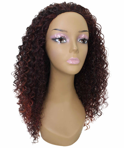 Isadora Deep Red with Black Blend Flowing Curl Half Wig
