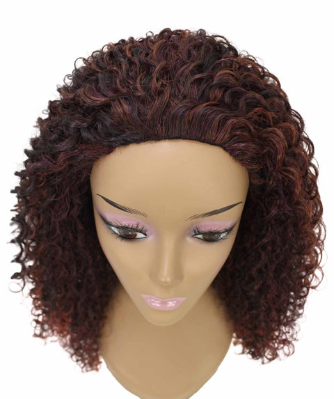 Isadora Deep Red with Black Blend Flowing Curl Half Wig