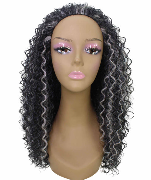 Isadora Dark Charcoal Gray Flowing Curl Half Wig
