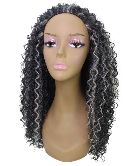 Isadora Dark Charcoal Gray Flowing Curl Half Wig