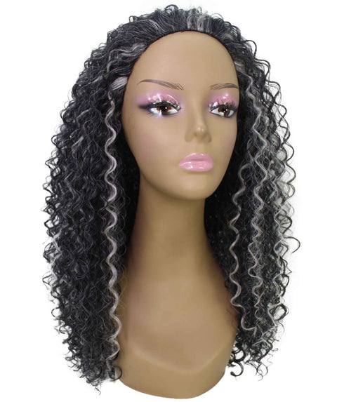 Isadora Dark Charcoal Gray Flowing Curl Half Wig