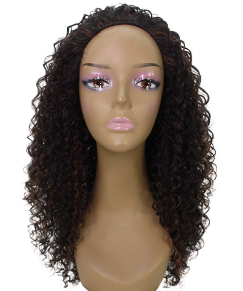 Isadora Dark Brown Blend Flowing Curl Half Wig