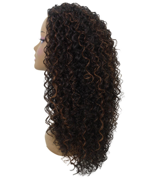 Isadora Dark Brown Blend Flowing Curl Half Wig