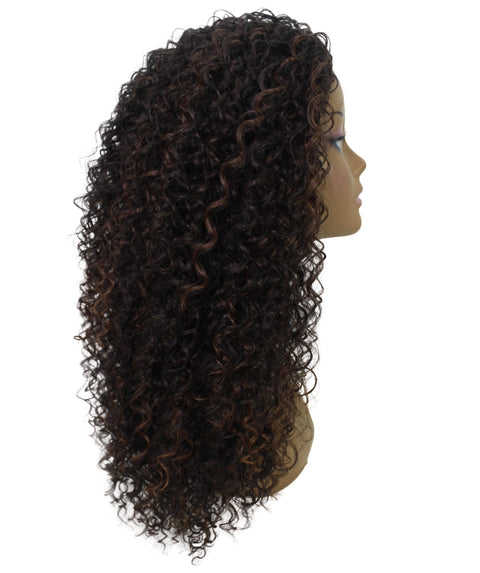 Isadora Dark Brown Blend Flowing Curl Half Wig