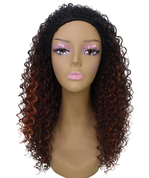 Isadora Medium Brown to Black Blend Flowing Curl Half Wig