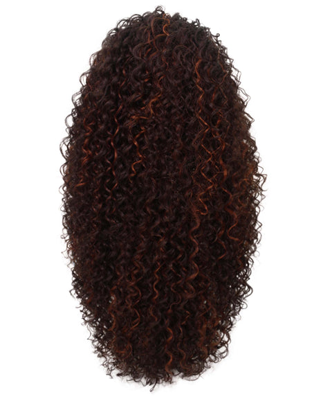 Isadora Medium Brown to Black Blend Flowing Curl Half Wig