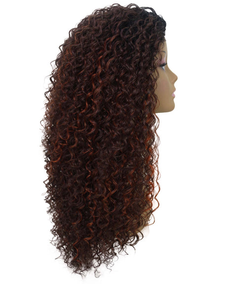 Isadora Medium Brown to Black Blend Flowing Curl Half Wig