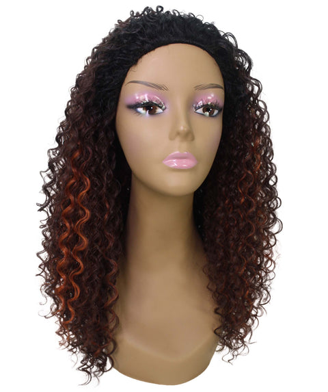 Isadora Medium Brown to Black Blend Flowing Curl Half Wig
