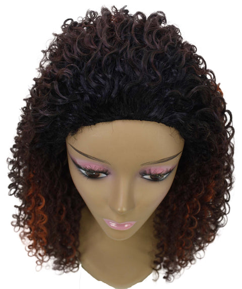Isadora Medium Brown to Black Blend Flowing Curl Half Wig