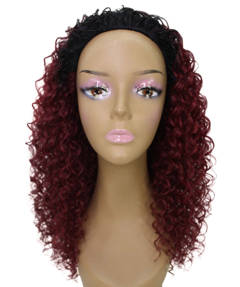 Isadora Deep Pink to Black Blend Flowing Curl Half Wig