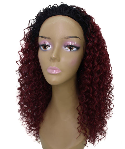 Isadora Deep Pink to Black Blend Flowing Curl Half Wig