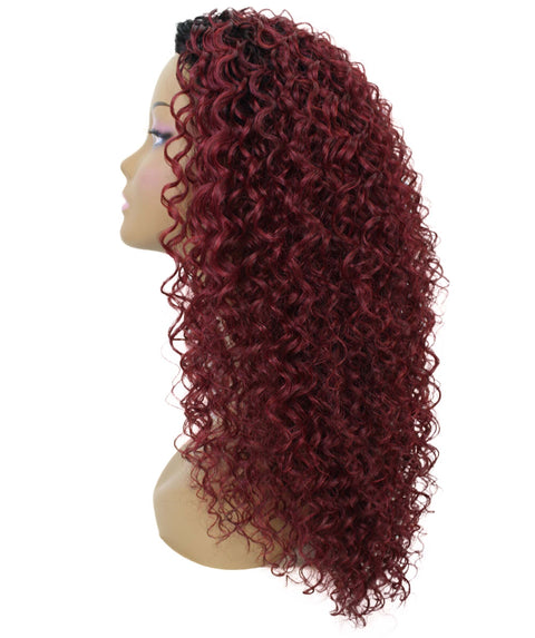 Isadora Deep Pink to Black Blend Flowing Curl Half Wig