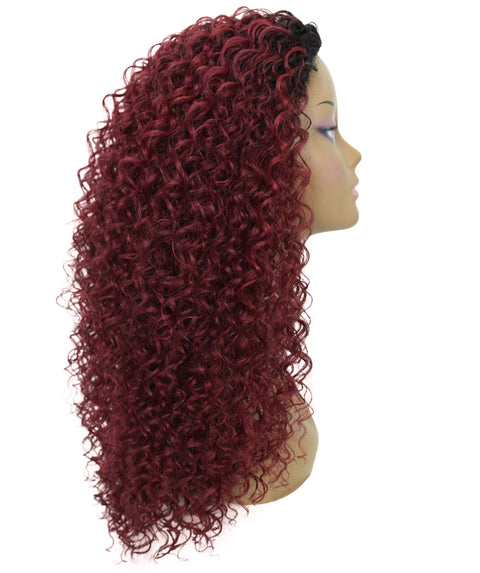 Isadora Deep Pink to Black Blend Flowing Curl Half Wig