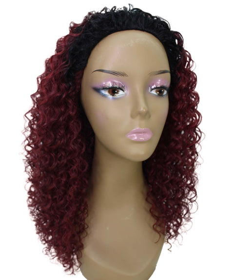 Isadora Deep Pink to Black Blend Flowing Curl Half Wig