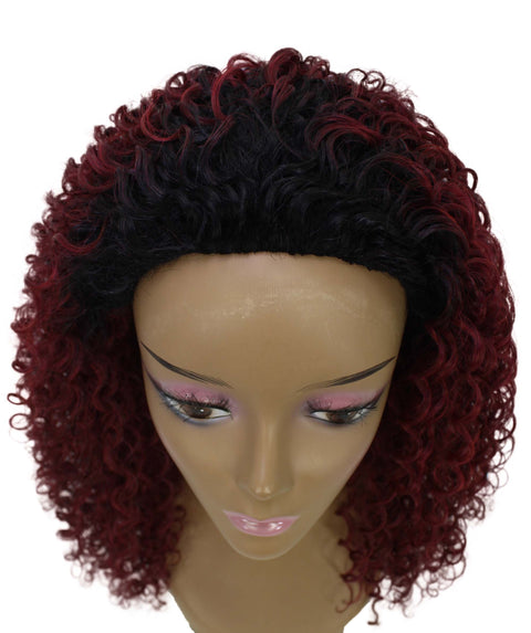 Isadora Deep Pink to Black Blend Flowing Curl Half Wig