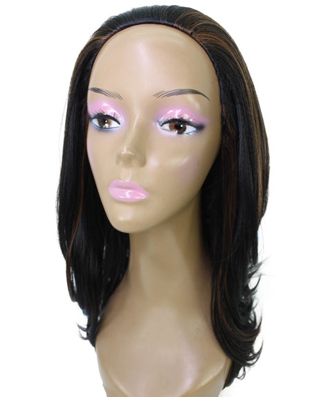 Leal Black with Caramel Short Celebrity Style Half Wig