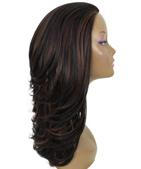 Leal Black with Caramel Short Celebrity Style Half Wig