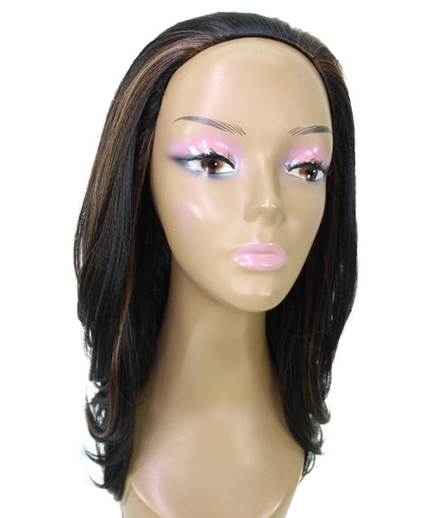 Leal Black with Caramel Short Celebrity Style Half Wig