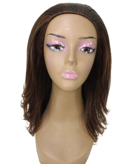 Leal Dark Auburn Brown Blend Short Celebrity Style Half Wig