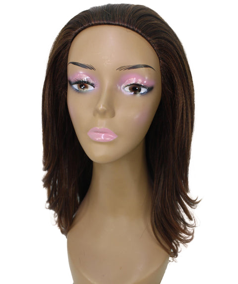 Leal Dark Auburn Brown Blend Short Celebrity Style Half Wig