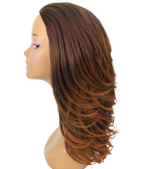 Leal Dark Auburn Brown Blend Short Celebrity Style Half Wig