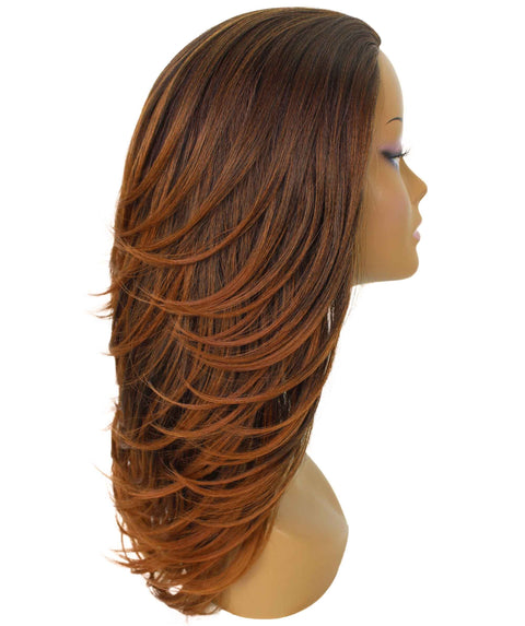 Leal Dark Auburn Brown Blend Short Celebrity Style Half Wig