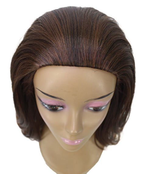 Leal Dark Auburn Brown Blend Short Celebrity Style Half Wig