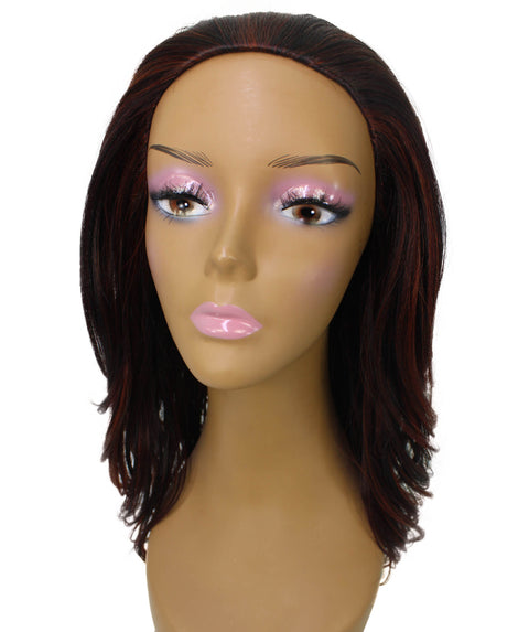 Leal Deep Red with Black Blend Short Celebrity Style Half Wig