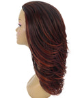 Leal Deep Red with Black Blend Short Celebrity Style Half Wig