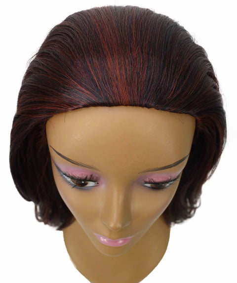 Leal Deep Red with Black Blend Short Celebrity Style Half Wig